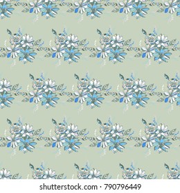 Seamless vector hand drawn pattern of blossoms and fresh branches. Floral background for textile or book covers, design, graphic art, printing and hobby, invitation