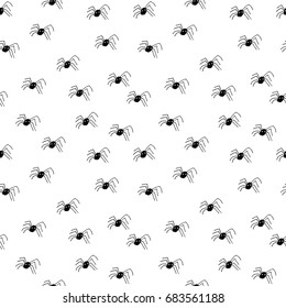 Seamless vector hand drawn spider pattern.
