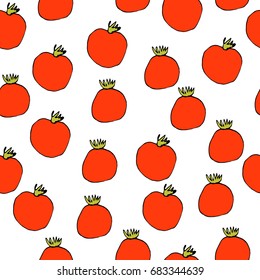 Seamless vector hand drawn tomato pattern.