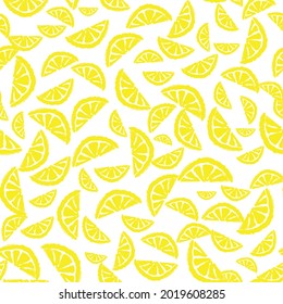 Seamless vector hand painted sliced lemon pattern background. Suitable for packaging, fabric, tea towel, table cloth and other design projects.