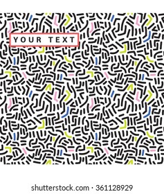 Seamless vector hand-drawn line pattern with design elements