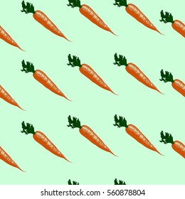 Seamless vector healthy food pattern with colorful carrots for your design