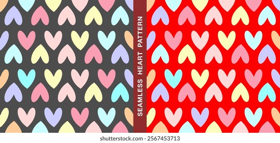 Seamless vector heart pattern. Colorful heart elements neatly arranged to form a beautiful pattern