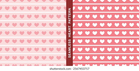 Seamless vector heart pattern. The neatly arranged heart elements are bordered by lines to form a beautiful pattern