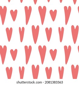 Seamless vector hearts pattern. Simple pattern in delicate pink colors for valentines day wrapping, textile