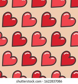 Seamless vector hearts pattern. Valentine's day background. For fabric, textile, wrapping, cover etc. 10 eps. Geometric repeat love hearts pattern.