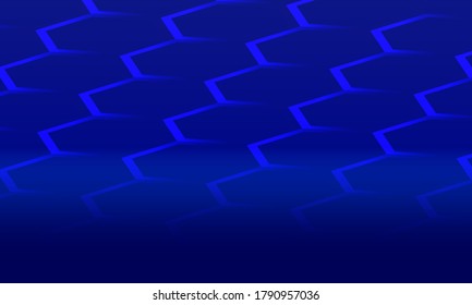 Seamless vector hexagon pattern cobalt blue background template, blue vector. Two vector layers with second one as a blurred dark blue border. Empty frame for text, blog post. 