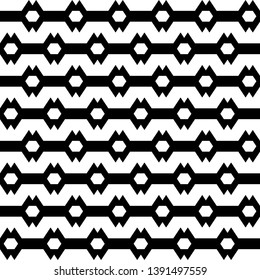 Seamless vector. Hexagons, zigzag lines background. Folk ornament. Polygons, jagged stripes pattern. Ethnic motif. Geometric wallpaper. Digital paper, textile print, abstract backdrop
