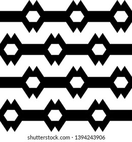Seamless vector. Hexagons, zigzag lines background. Folk ornament. Polygons, jagged stripes pattern. Ethnic motif. Geometric wallpaper. Digital paper, textile print, abstract backdrop.