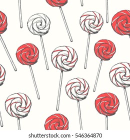 Seamless vector holiday pattern. Beautiful . Sketch style. Christmas illustration of present on white background. Handwritten inscription. Lettering design.
