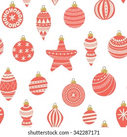 Seamless vector holiday pattern with christmas balls.