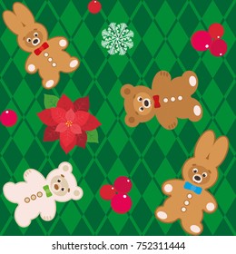 Seamless vector holiday pattern with Christmas elements. Winter vector pattern can be used for wallpaper, pattern fills, web page background, surface textures