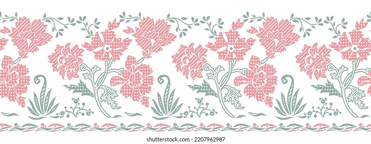 Seamless Vector horizontal floral border design