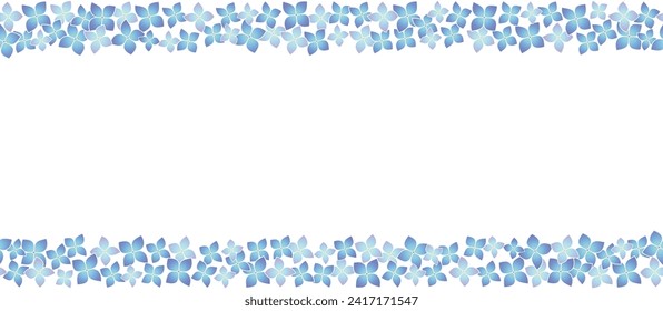 Seamless Vector Hydrangea Frame Illustration Isolated On A White Background. Horizontally Repeatable. 