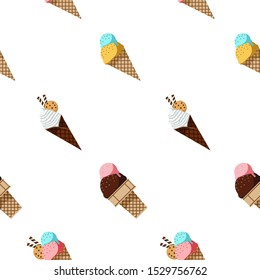 Seamless vector ice cream pattern. Hand drawn doodle design.