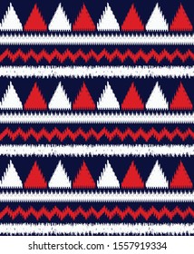 seamless vector ikat pattern with christmas print