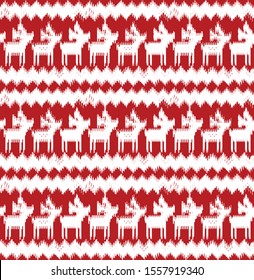 seamless vector ikat pattern with christmas print