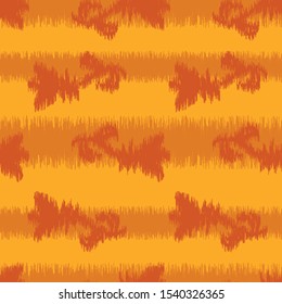 A seamless vector ikat pattern with orange stripes and flowers. Bright surface print design.