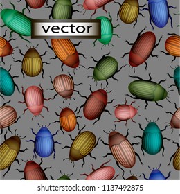 Seamless Vector illustration of 3D background bugs, cockroaches insects crawl and run a lot.
