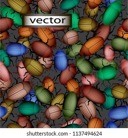 Seamless Vector illustration of 3D bugs background, very much, a bunch of cockroaches insects crawl a lot and run around.
