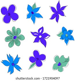 Seamless vector illustration with abstract blue and purple flowers. Elegant template for fashion prints. More flowers patterns in my collections.