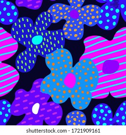 Seamless vector illustration with abstract blue and purple flowers. Elegant template for fashion prints. Delicate floral pattern on a blue background. More flowers patterns in my collections.