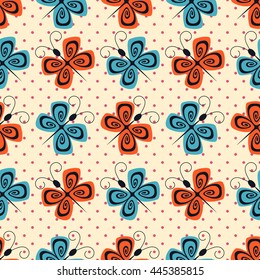 Seamless vector illustration with abstract butterflies