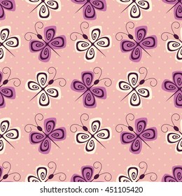 Seamless vector illustration with abstract butterflies