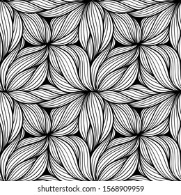 Seamless Vector illustration with abstract flowers. Seabed Pattern. Abstract sea anemone design.