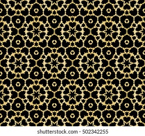 Seamless vector illustration of abstract flowers. gold gradient color. Ethnic arabic indian ornament. For wallpaper, brochure, web page background.