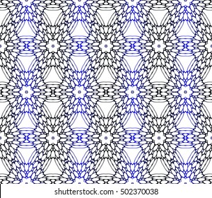 Seamless vector illustration of abstract flowers. blue gradient color. Ethnic arabic indian ornament. For wallpaper, brochure, web page background.