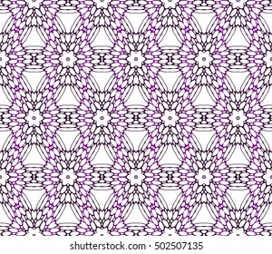 Seamless vector illustration of abstract flowers. purple gradient color. Ethnic arabic indian ornament. For wallpaper, brochure, web page background.