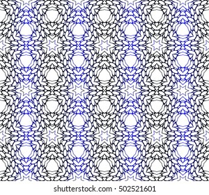 Seamless vector illustration of abstract flowers. blue gradient color. Ethnic arabic indian ornament. For wallpaper, brochure, web page background.