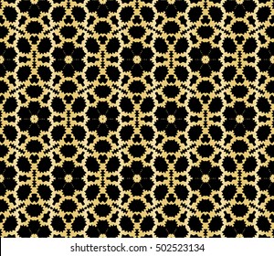 Seamless vector illustration of abstract flowers. gold gradient color. Ethnic arabic indian ornament. For wallpaper, brochure, web page background.
