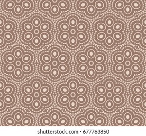 Seamless vector illustration with abstract flowers derived from the transformation of geometric shape. For the design, printing, greeting cards. Skin color tone.