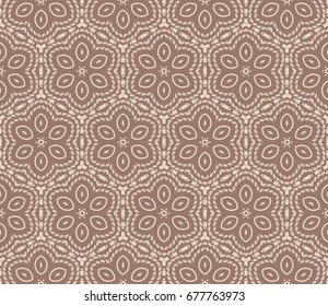 Seamless vector illustration with abstract flowers derived from the transformation of geometric shape. For the design, printing, greeting cards. Skin color tone.