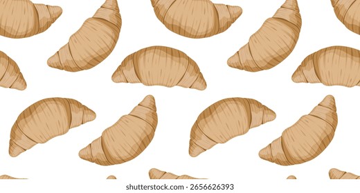 Ilustração de vetor sem emenda com croissants apetitosos e rosados