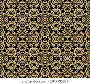 Seamless vector illustration. Art deco floral, geometric pattern. For design, wallpaper, interior