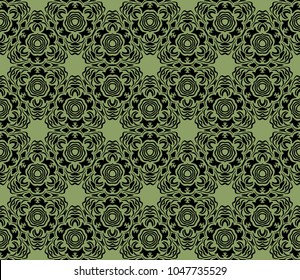Seamless vector illustration. Art deco floral, geometric pattern. For design, wallpaper, interior
