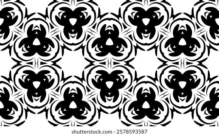 Seamless vector illustration. Art deco floral, geometric pattern. For design, wallpaper, interior
