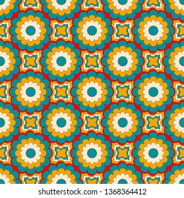 seamless vector illustration background of abstract  flowers, geometric shapes