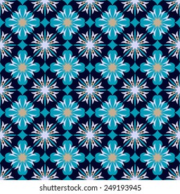 Seamless vector illustration background of abstract geometric flowers