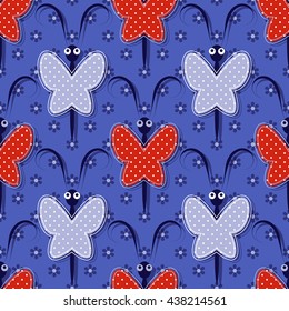 seamless vector illustration background with butterflies