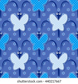 seamless vector illustration background with butterflies