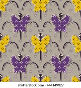 seamless vector illustration background with butterflies