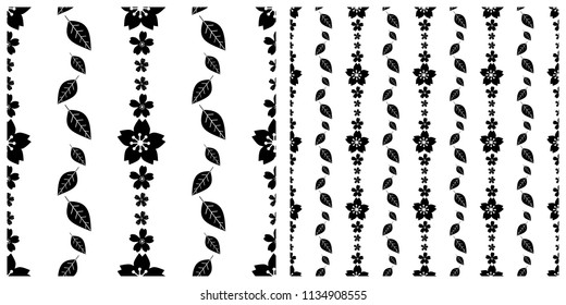 Seamless vector illustration background with cherry blossom flowers and leaves pattern.