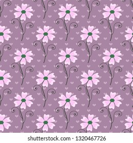 seamless vector illustration background with decorative flowers