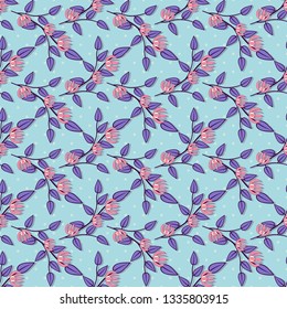 seamless vector illustration background with decorative branches, flowers