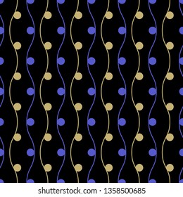 seamless vector illustration background of wavy lines and polka dot pattern