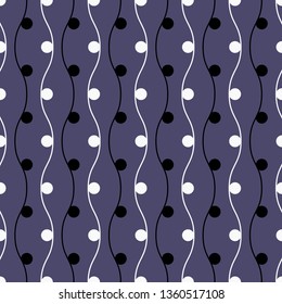 seamless vector illustration background of wavy lines and polka dot pattern